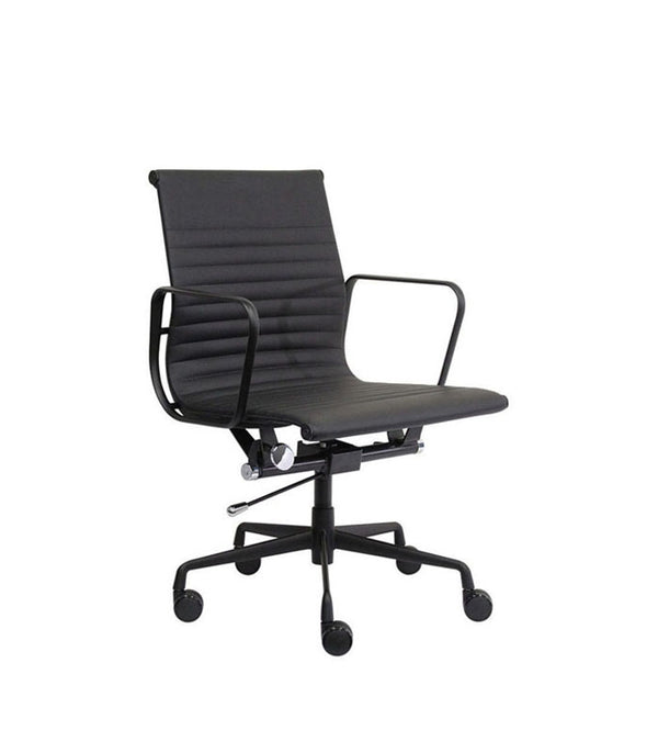 AREO - REPLICA EAMES MEDIUM BACK CHAIR - MATT BLACK ALUMINIUM