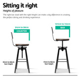 Rustic Industrial Style Metal Bar Stool - Black and Wood