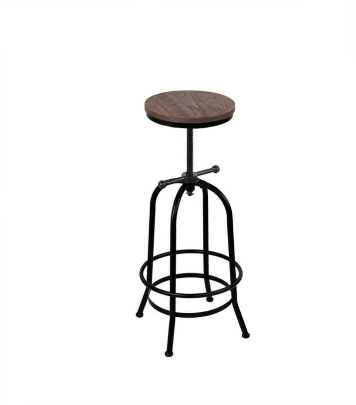 Artiss Bar Stool Industrial Round Seat Wood Metal - Black and Brown