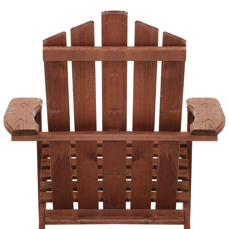 Gardeon Outdoor Sun Lounge Beach Chairs Table Setting Wooden Adirondack Patio Chair Brown
