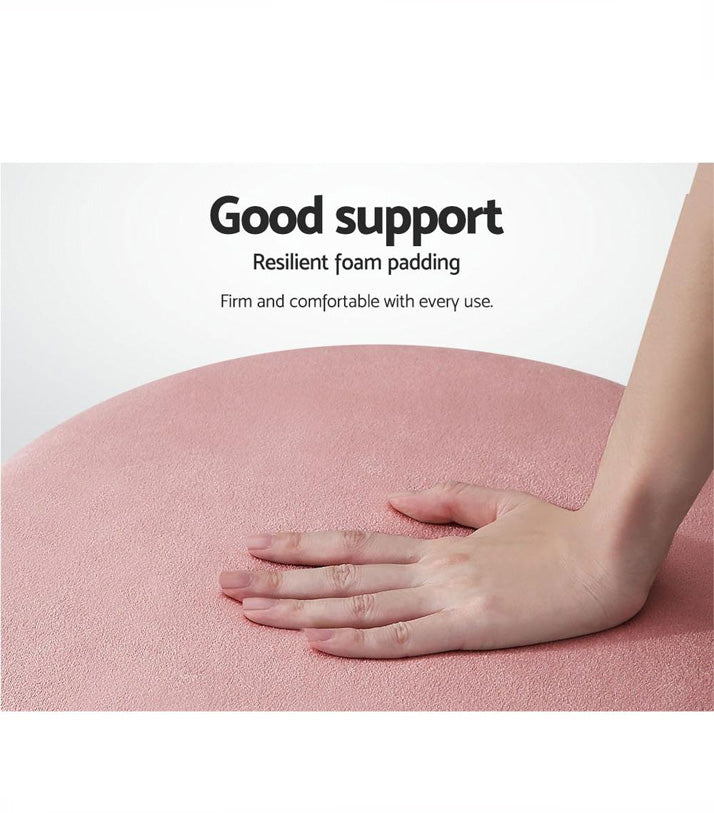 Artiss Round Velvet Foot Stool Ottoman Foot Rest Pouffe Padded Seat Pouf Pink
