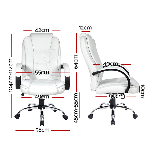 BROOK Office Chair Gaming Computer Chairs Executive PU Leather Seating White