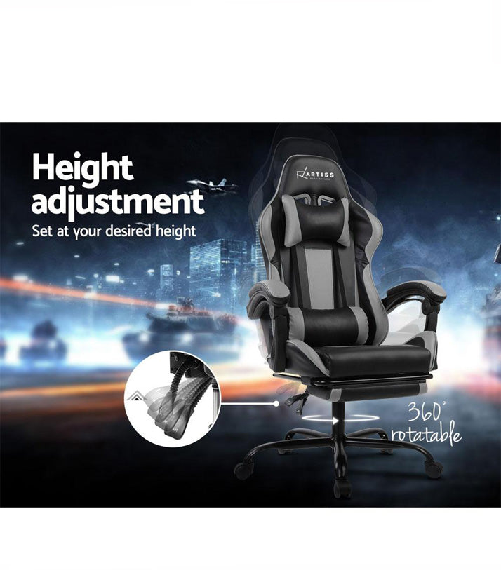 Gaming Office Chair Computer Seating Racer Black and Grey
