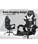 MARVEL Gaming Office Chairs Computer Seating Racing Recliner Footrest Black White