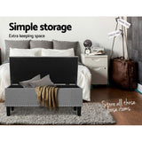 MILSON Storage Ottoman Blanket Box Linen Fabric Chest Foot Stool Toy Bench Grey