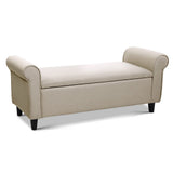 PALMER Storage Ottoman Blanket Box Linen Fabric Arm Foot Stool Couch Chest Large