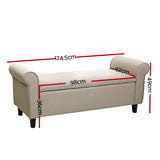 PALMER Storage Ottoman Blanket Box Linen Fabric Arm Foot Stool Couch Chest Large