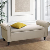 PALMER Storage Ottoman Blanket Box Linen Fabric Arm Foot Stool Couch Chest Large