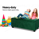 CARTER Storage Ottoman Blanket Box Velvet Foot Stool Rest Chest Couch Toy Green