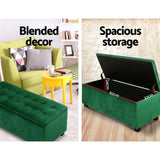 CARTER Storage Ottoman Blanket Box Velvet Foot Stool Rest Chest Couch Toy Green