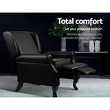 ALFRED Recliner Chair Luxury Lounge Armchair Single Sofa Couch PU Leather Black