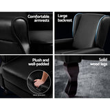 ALFRED Recliner Chair Luxury Lounge Armchair Single Sofa Couch PU Leather Black