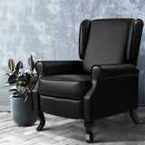 ALFRED Recliner Chair Luxury Lounge Armchair Single Sofa Couch PU Leather Black