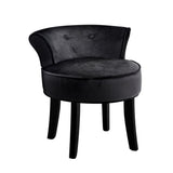 ABELLA Velvet Vanity Stool Backrest Stools Dressing Table Chair Makeup Bedroom Black