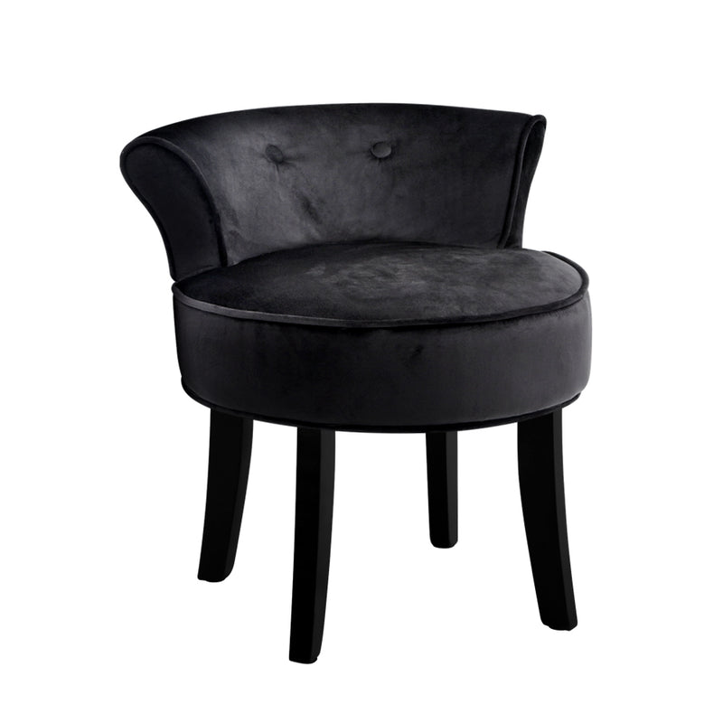 ABELLA Velvet Vanity Stool Backrest Stools Dressing Table Chair Makeup Bedroom Black