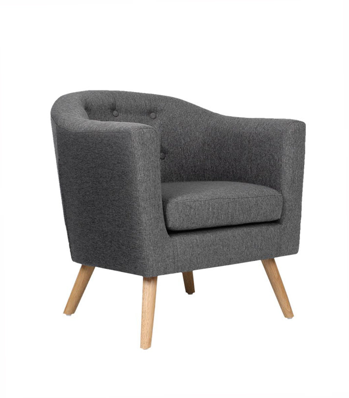 ADORA Armchair Tub Chair Single Accent Armchairs Sofa Lounge Fabric Grey